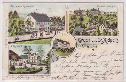 98486 Ak Lithographie Gruß aus St. Michaelis (Brand-Erbisdorf) Restaurant usw. 1