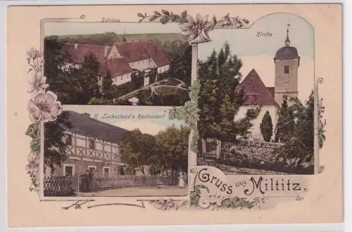 91878 Mehrbild Ak Gruß aus Miltitz bei Meissen H.Leckscheids Restaurant 1917