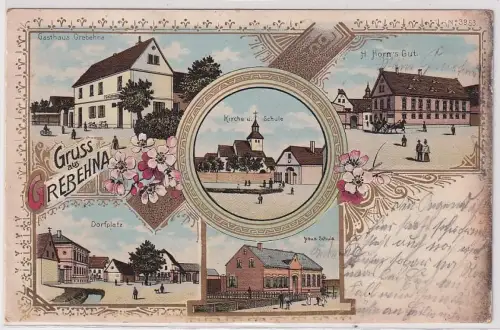 93065 Ak Lithographie Gruß aus Grebehna bei Wiedemar 1912
