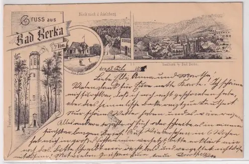 90493 Vorläufer Ak Gruß aus Bad Berka a.Ilm. die Polka usw. 1891 !!!