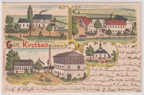 89080 Ak Lithographie Gruß aus Kirchbach bei Oederan 1905