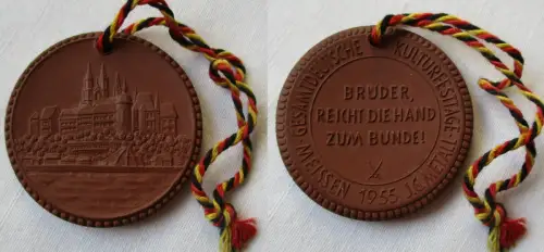 DDR Porzellan Medaille Meissen Gesamtdeutsche Kulturfesttage 1955 (149364)