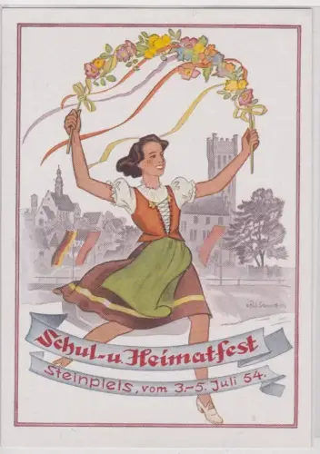 91864 Künstler Ak Steinpleis Schul- und Heimatfest 3.-5. Juli 1954