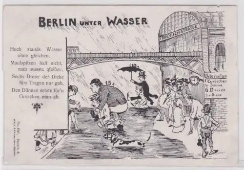 75903 Künstler Ak Karikatur Berlin unter Wasser um 1900