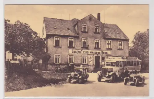90339 Ak Gruß aus Claußnitz Etablissement "Zum weißen Roß" um 1930