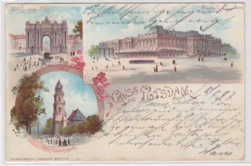 87162 Ak Gruss aus Potsdam. Mehrbild: Garnisonkirche, Stadtschloss... 1897