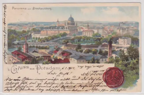 69710 Ak Gruss aus Potsdam. Panorama vom Brauhausberg. 1902
