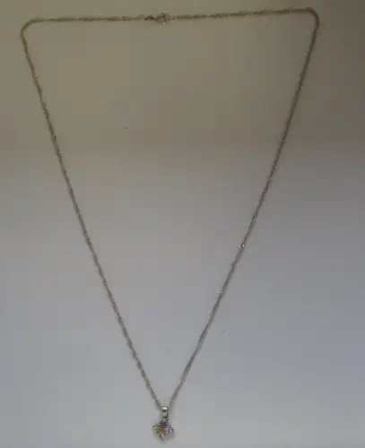 925er Sterling Silber Halskette + Kettenanhänger mit 4 farbigen Steinen (122892)