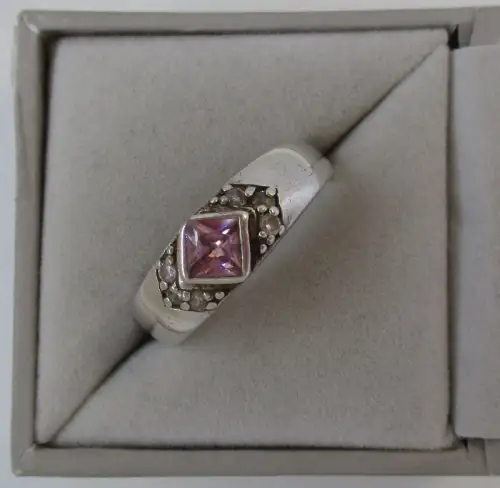 eleganter 925er Sterling Silber Ring mit rosa Edelstein (120105)