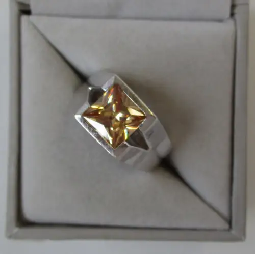 eleganter 925er Sterling Silber Ring mit orangenem Edelstein (126437)