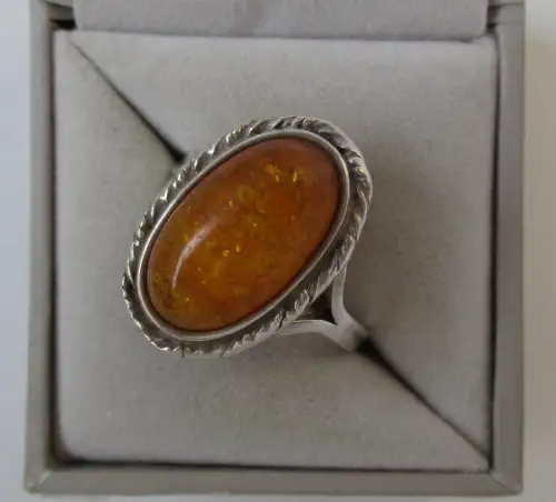 charmanter 925er Sterling Silber Ring mit Bernstein (122109)