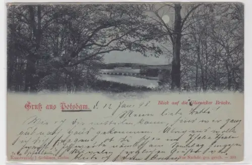 66505 Ak Gruss aus Potsdam. Blick auf die Glienicker Brücke. 1898