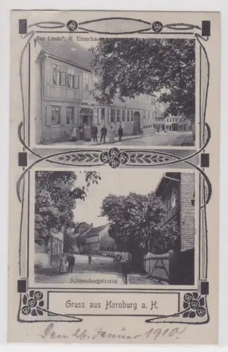 42493 Mehrbild Ak Gruß aus Hornburg a.H. Gasthof "Zur Linde" 1910