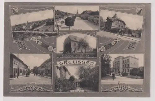 57971 Mehrbild Ak Greussen Post, Schule, Steinweg usw. um 1910