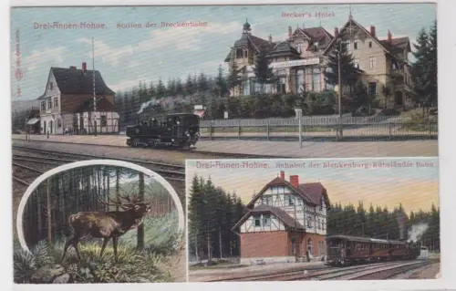 68004 Mehrbild Ak Drei Annen Hohne Bahnhof, Becker´s Hotel usw. um 1910