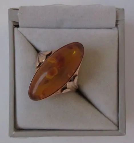 eleganter 585er Gold Ring mit großem Bernstein besetzt (144486)