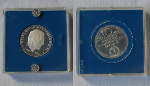 DDR Gedenk Münze 10 Mark Georg Wilhelm Friedrich Hegel Silber 1981 PP (117728)
