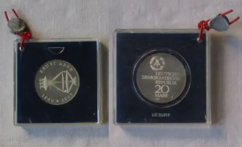 DDR Gedenk Münze 20 Mark Ernst Abbe 1840-1905, 1980 PP verplombt (119344)