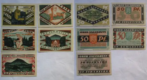5 Banknoten Notgeld Stadt Bad Salzbrunn Oberschlesien 1221-1921 (108036)
