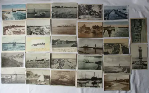 129297/27 Ak Ostseebad Warnemünde Ortsansichten usw. etwa 1900 bis 1950