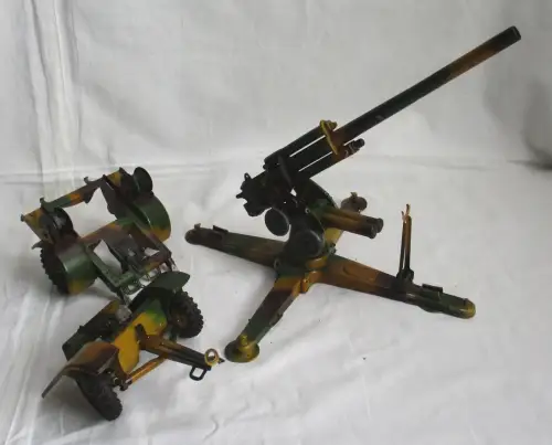 Blechspielzeug Lineol 8,8 Flak + Protze tarnfarben Flugzeugabwehr Kanone /168175