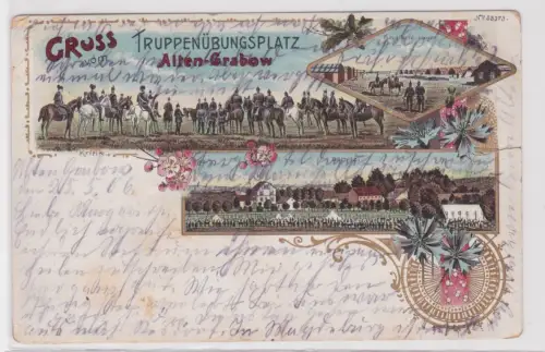 63020 Ak Lithografie Gruss vom Truppenübungsplatz Alten-Grabow 1907