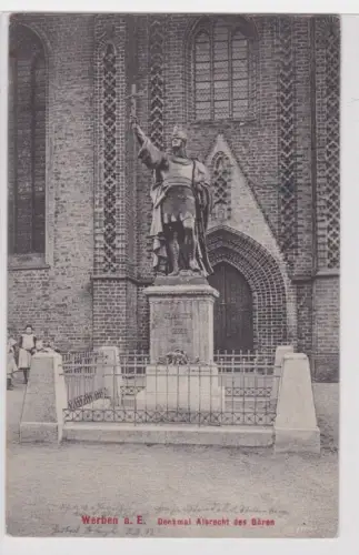 41793 Ak Werben a. Elbe - Denkmal Albrecht des Bären 1913
