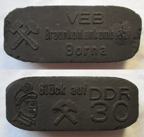 DDR Sammler Brikett VEB Braunkohlenkombinat Borna 30 Jahre DDR 1979 (118452)