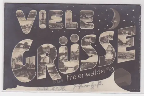 48273 Ak Viele Grüsse aus Freienwalde a.O. Mikroskopkarte 1908