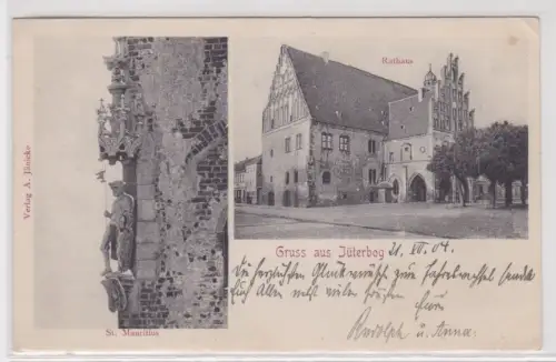 02179 Mehrbild Ak Gruss aus Jüterbog - Rathaus + St. Mauritius 1904
