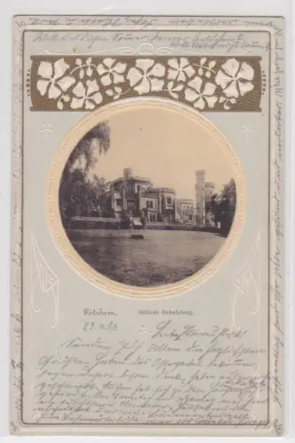 45884 geprägte Ak Potsdam Schloss Babelsberg im Jugendstil 1903