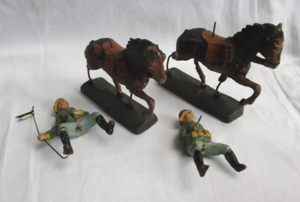 31 Lineol Elastolin Figuren 7,5cm Infanterie Schilderhaus Hundeführer (114774) 1