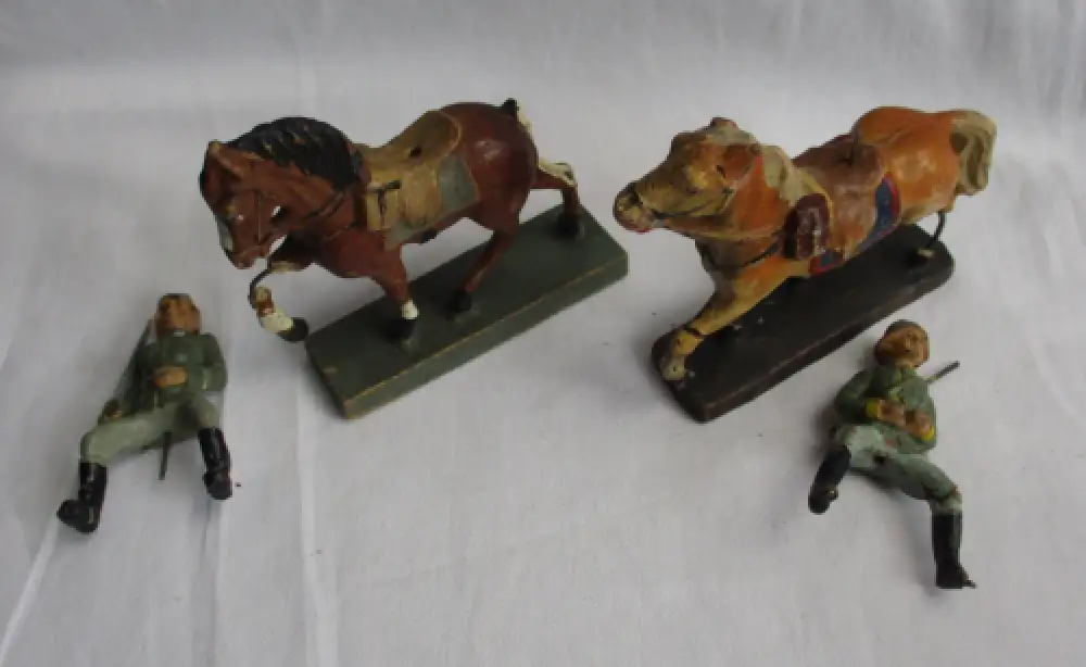 31 Lineol Elastolin Figuren 7,5cm Infanterie Schilderhaus Hundeführer (114774) 2