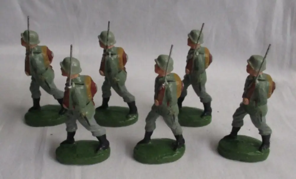 31 Lineol Elastolin Figuren 7,5cm Infanterie Schilderhaus Hundeführer (114774) 3