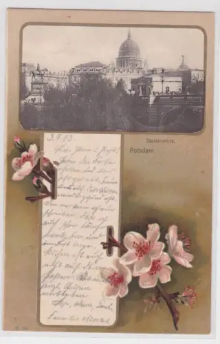 901788 Ak mit Kirschblüten Potsdam Stadtschloss 1903