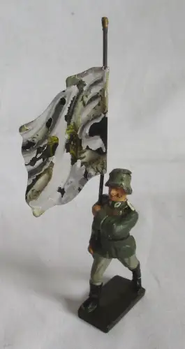 Lineol Soldat Fahnenträger mit Fahne Traditionsfahne Militär WK Masse (110794)