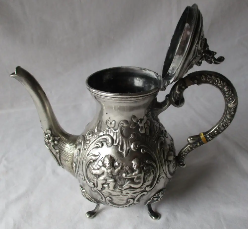 800er Silber Kaffee- und Teeservice Rokoko-Stil ca. 540g um 1900 (125420) 10