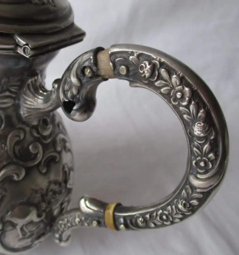 800er Silber Kaffee- und Teeservice Rokoko-Stil ca. 540g um 1900 (125420) 13