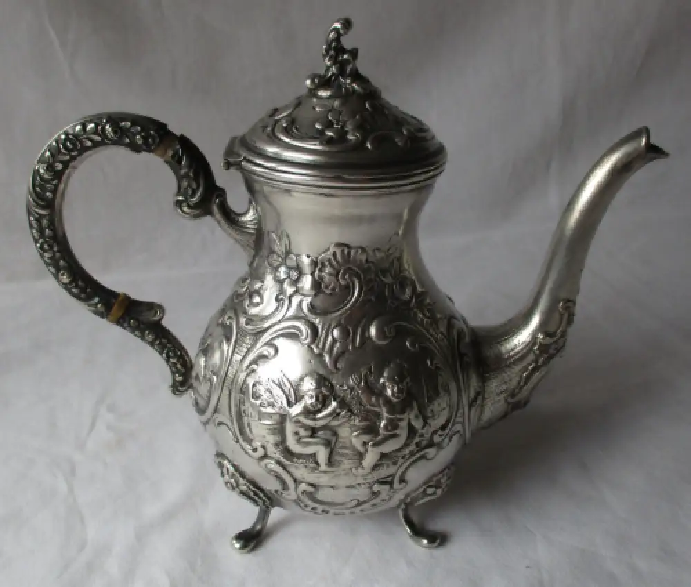 800er Silber Kaffee- und Teeservice Rokoko-Stil ca. 540g um 1900 (125420) 9