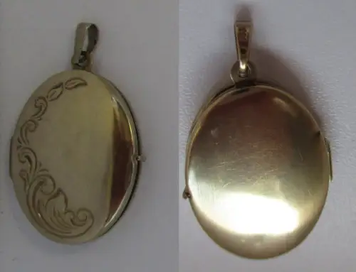 eleganter 333er Gold Kettenanhänger Medaillon mit Wellenverzierung (127797)