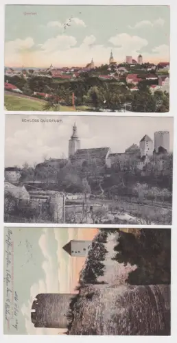 3 Ak Querfurt um 1910 Schloss. Marterturm. Totale (80816)