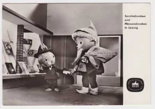 12799 Ak DDR Sandmännchen und Messemännchen in Leipzig 1965