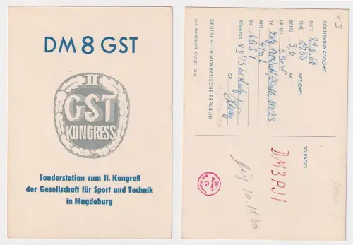 78740 QSL Karte Funker DDR Magdeburg II. GST Kongress 1960