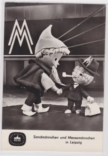 58138 Ak DDR Sandmännchen und Messemännchen in Leipzig 1965
