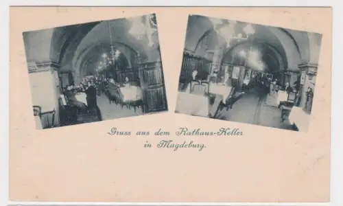 87697 Ak Gruss aus dem Rathaus-Keller in Magdeburg um 1900