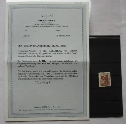 SBZ Berlin Brandenburg Mi 4Bb postfrisch BPP-geprüft (112998)