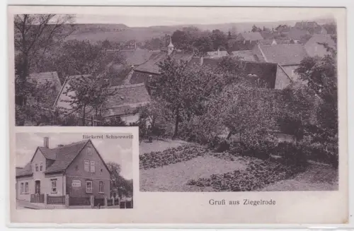 19750 Ak Gruss aus Ziegelrode. Totalansicht, Bäckerei Schneeweiß. 1934