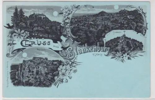 900274 Mondscheinkarte Gruß aus Blankenburg am Harz um 1900