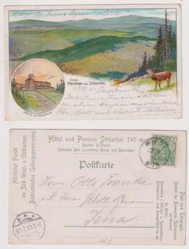 71383 Reklame Ak Panorama vom Hotel Stöberhai im Harz 1901