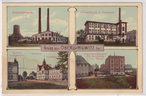 05852 Mehrbild Ak Gruß aus Oberlungwitz Lagerbier Brauerei usw. um 1910